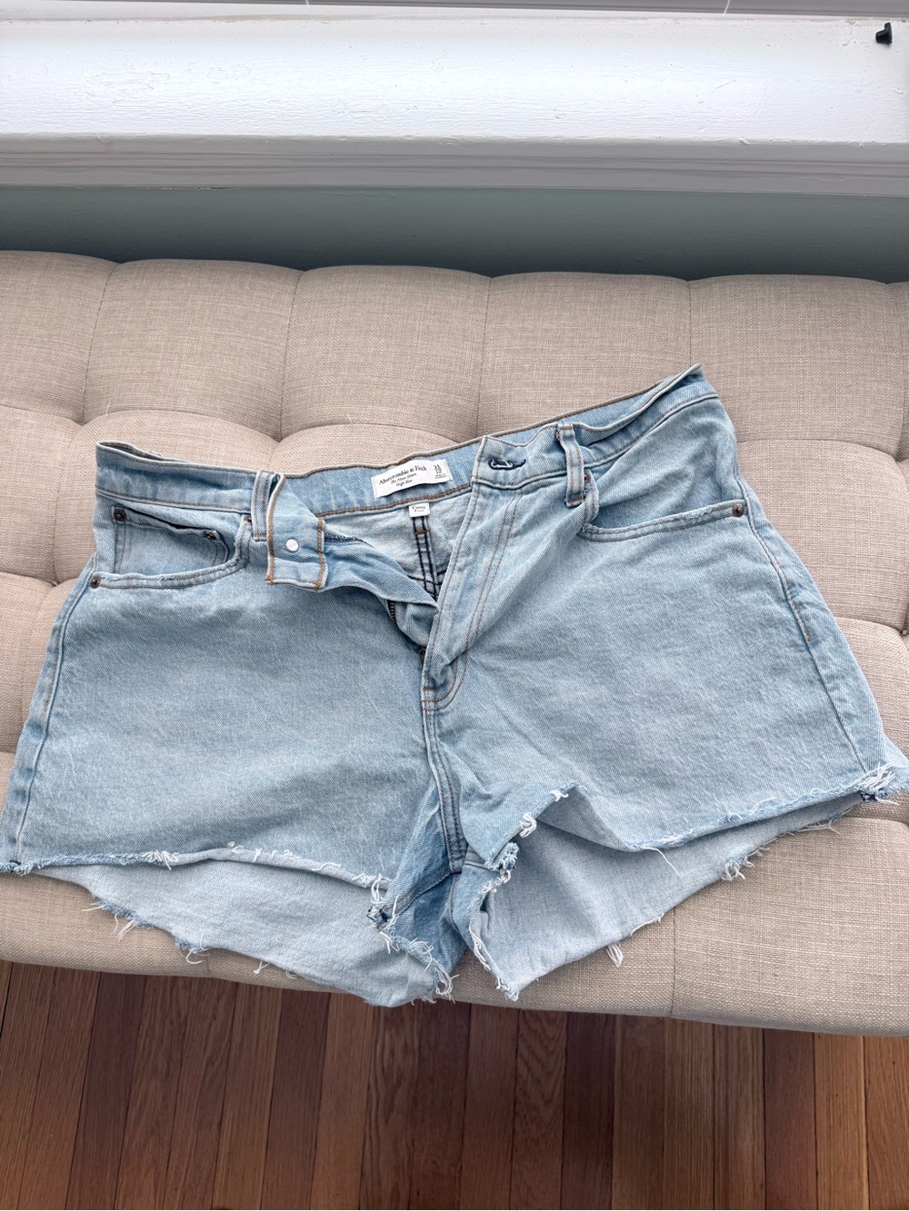 Abercrombie & Fitch Light Blue Distressed Denim Cutoff Shorts